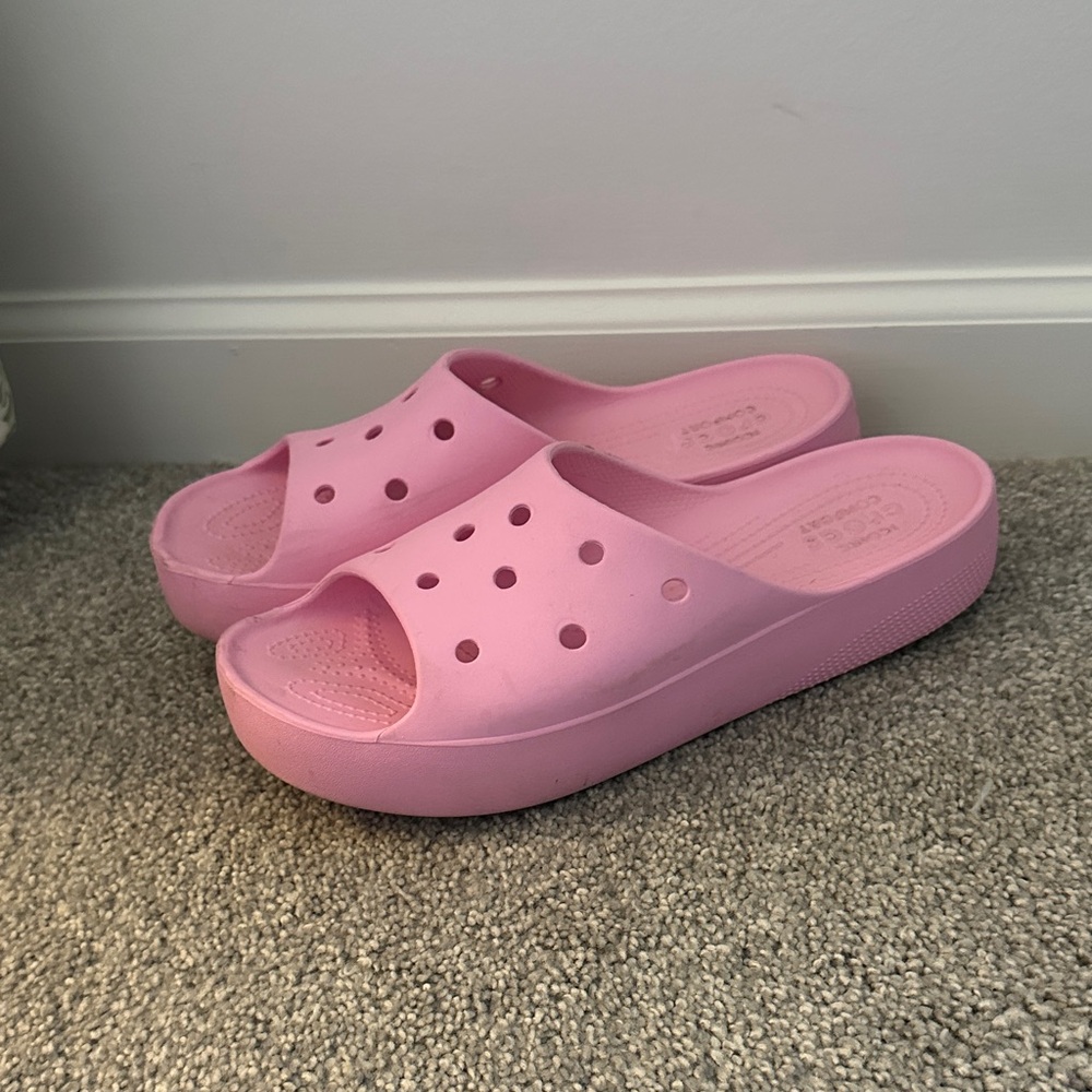 Pink Platform Crocs Sandals